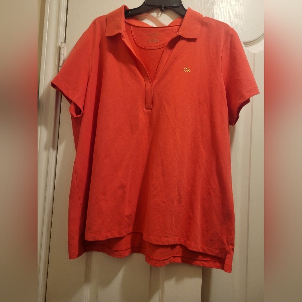 Calvin Klein short sleeve polo shirt size 1X coral color
